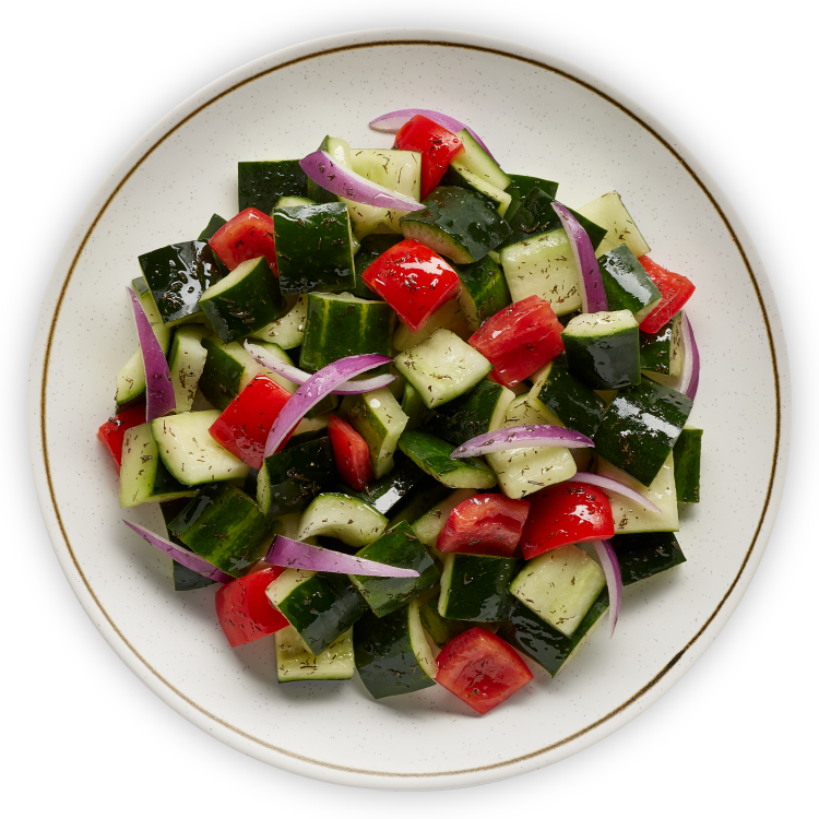 Cucumber Salad with Red Wine Vinaigrette on plate